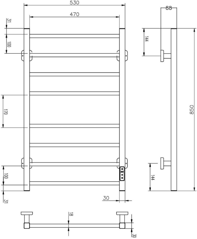 Полотенцесушитель Roxen Square BK-109SW-8T 11050-5385B (черный) Полотенцесушитель Roxen Square BK-109SW-8T 11050-5385B (черный)