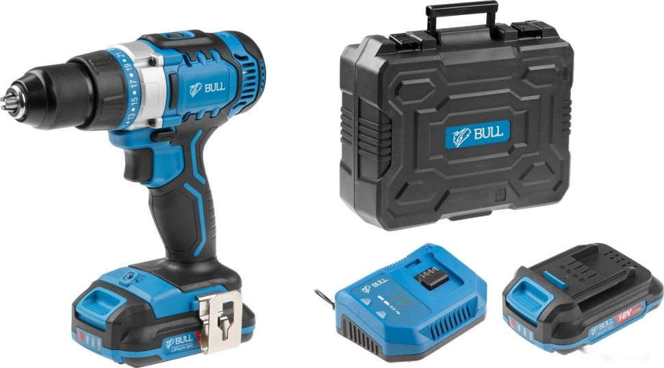 Дрель-шуруповерт Bull SR 1801 (с 2-мя АКБ, кейс)