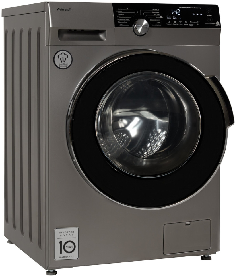 Стиральная машина Weissgauff WM 5649 DC Inverter Steam Silver Стиральная машина Weissgauff WM 5649 DC Inverter Steam Silver