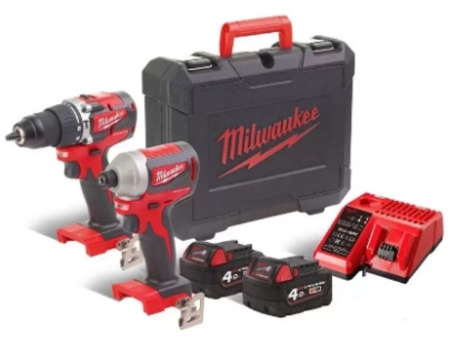 Набор аккумуляторного инструмента Milwaukee M18 CBLPP2A-402C 4933464536 (шуруповерт, винтоверт, 2 АКБ, кейс)