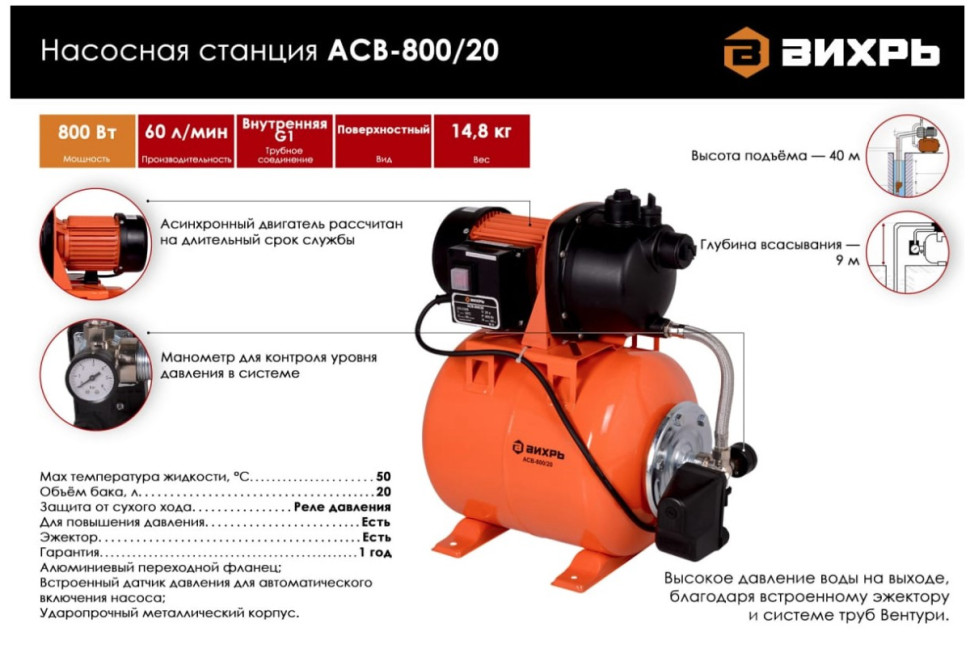Насосная станция Вихрь АСВ-800/19 / АСВ-800/20 (68/1/5) Насосная станция Вихрь АСВ-800/19 / АСВ-800/20 (68/1/5)