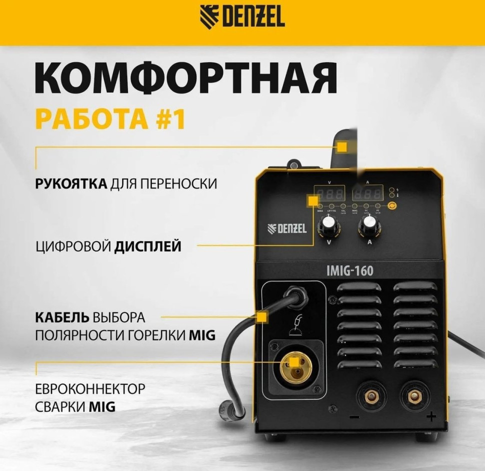 Сварочный инвертор Denzel IMIG-160 Synergy Сварочный инвертор Denzel IMIG-160 Synergy