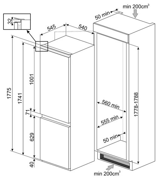 Холодильник Smeg C8175TNE
