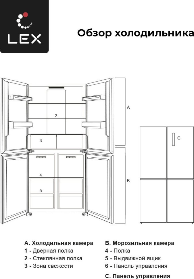Четырёхдверный холодильник LEX LCD450BlXOrID Четырёхдверный холодильник LEX LCD450BlXOrID