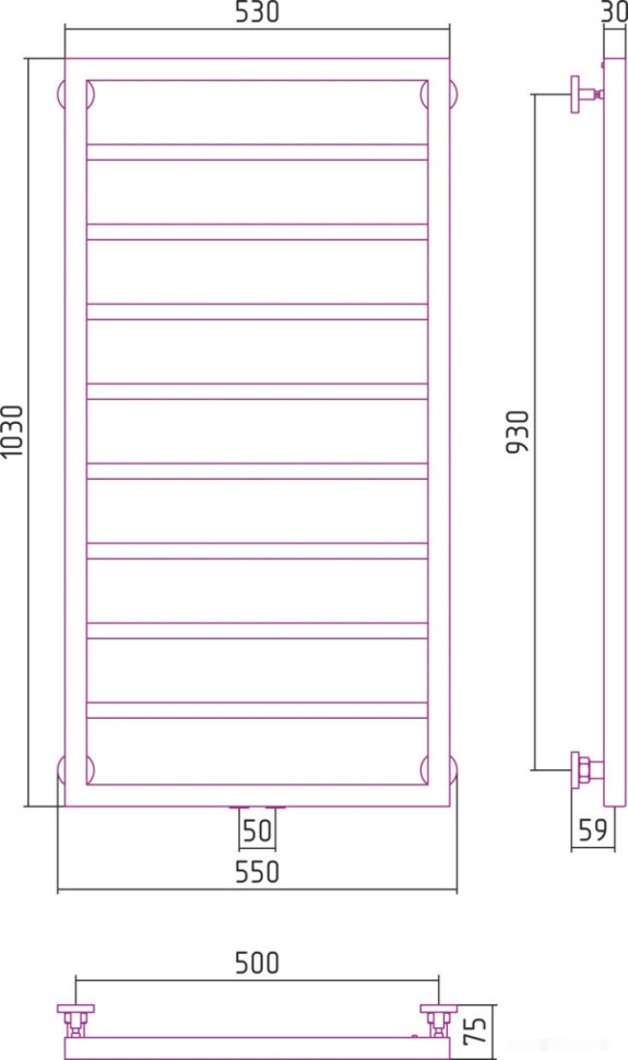 Полотенцесушитель Сунержа Канцлер 1000x500 00-0254-1050