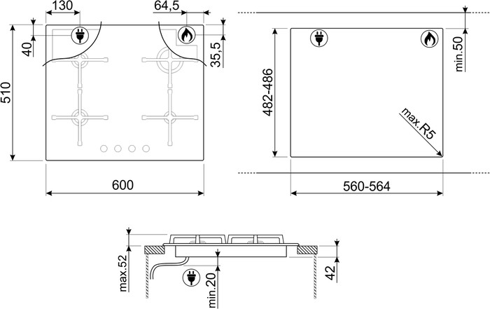 Варочная панель Smeg PV864PO Варочная панель Smeg PV864PO