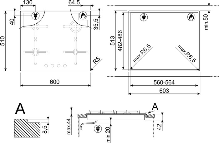 Варочная панель Smeg PV864PO Варочная панель Smeg PV864PO