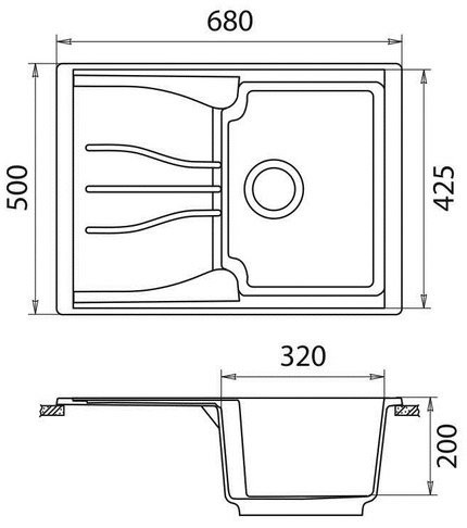 Кухонная мойка GranFest Standart GF-S680L (черный)