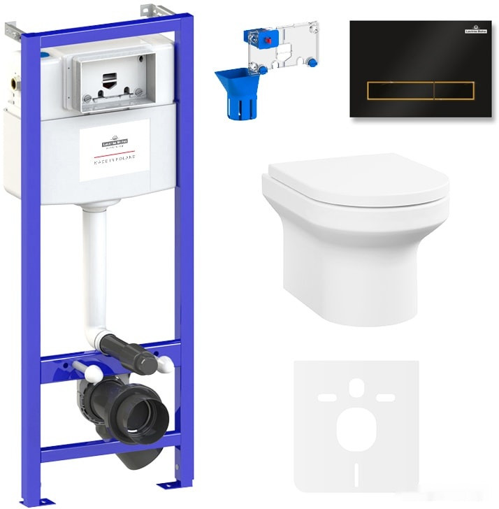 Унитаз Lavinia Boho Relfix Grance Hill Rimless 7 в 1 87561051 (черный/золот.пластик)