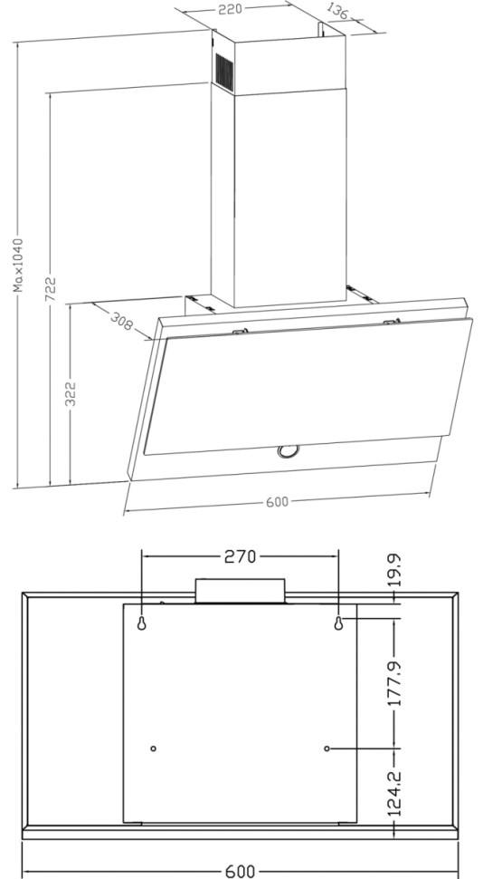 Вытяжка Weissgauff Ita 60 PP BL