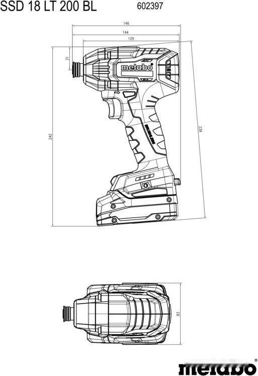 Гайковерт Metabo SSD 18 LT 200 BL 602397850 (без АКБ) Гайковерт Metabo SSD 18 LT 200 BL 602397850 (без АКБ)
