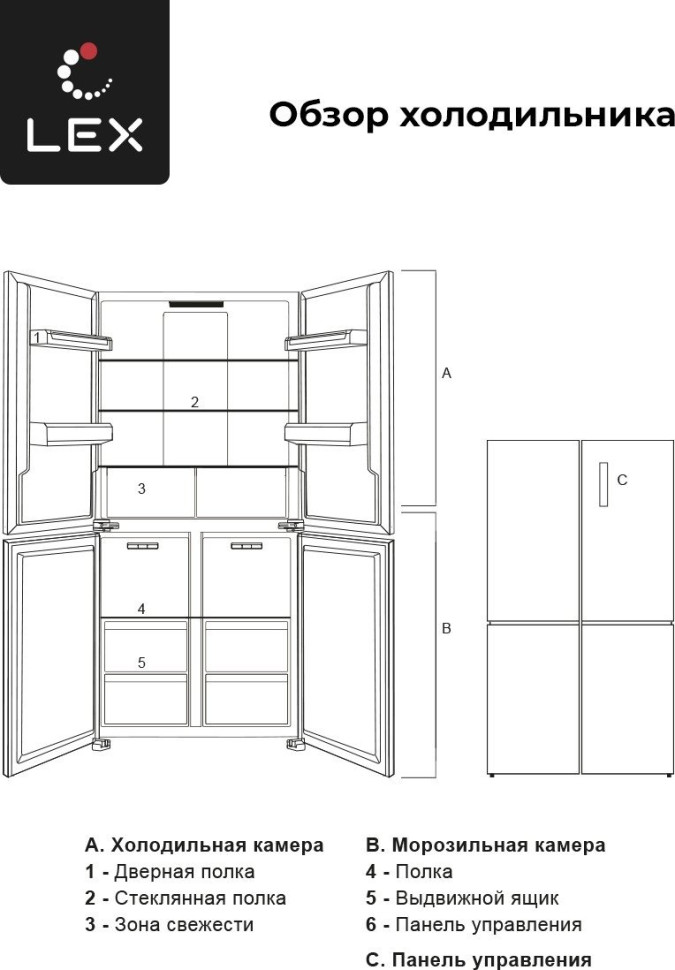 Четырёхдверный холодильник LEX LCD450WOrID