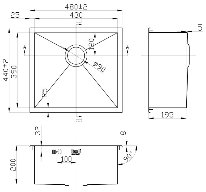 Кухонная мойка Zorg INOX X-4844