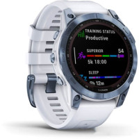 Умные часы Garmin Fenix 7 Sapphire Solar 47 мм (голубой минерал/белый камень)