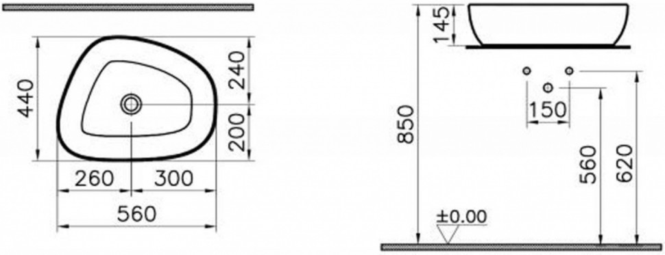 Умывальник Vitra Outline 5991B450-0016 Умывальник Vitra Outline 5991B450-0016