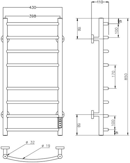 Полотенцесушитель Roxen Santi BK-109AW-8T 11030-4385B (черный) Полотенцесушитель Roxen Santi BK-109AW-8T 11030-4385B (черный)