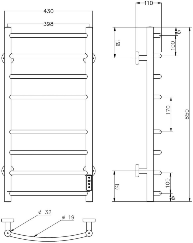 Полотенцесушитель Roxen Santi BK-109AW-8T 11030-4385B (черный) Полотенцесушитель Roxen Santi BK-109AW-8T 11030-4385B (черный)