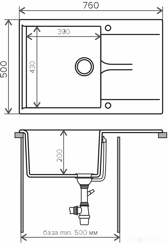 Кухонная мойка Polygran Gals 760 (серый 14) Кухонная мойка Polygran Gals 760 (серый 14)