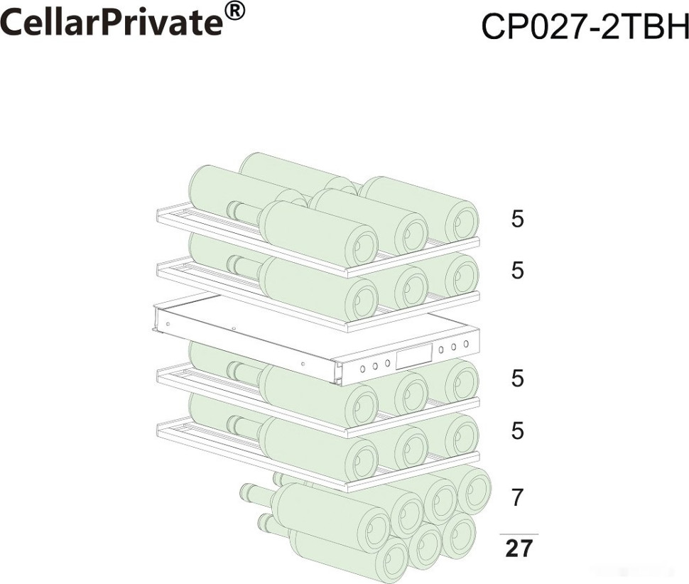 Винный шкаф Cellar Private CP027-2TBH со скрытой ручкой