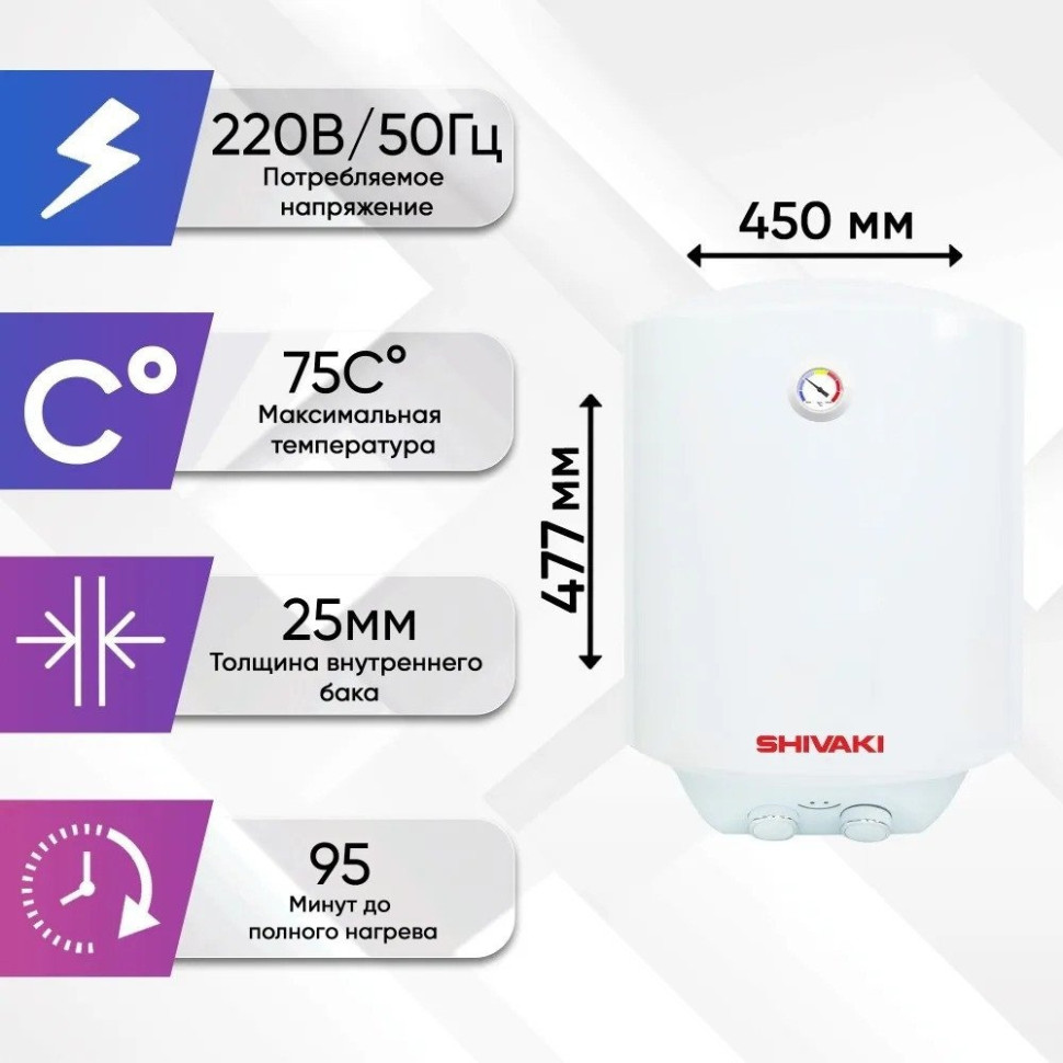 Водонагреватель Shivaki SH WH 1.5 50 (белый) Водонагреватель Shivaki SH WH 1.5 50 (белый)