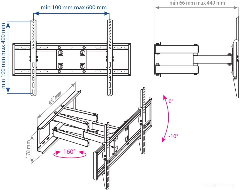 Кронштейн Kromax Optima-409 (черный) Кронштейн Kromax Optima-409 (черный)