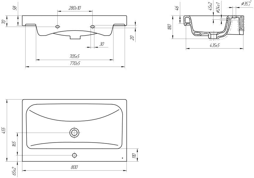 Умывальник Cersanit Moduo 80 S-UM-MOD80/1 + 63063