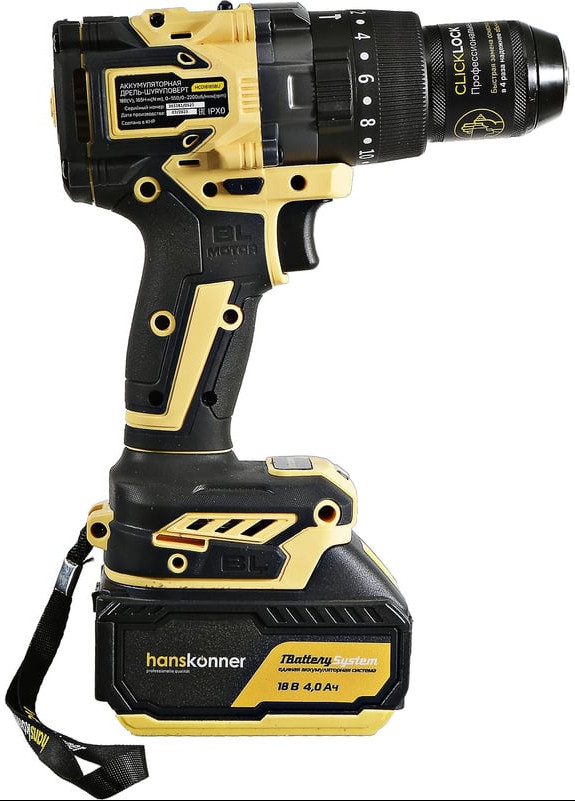 Ударная дрель-шуруповерт Hanskonner HCD18165BLI (с 2-мя АКБ, кейс) Ударная дрель-шуруповерт Hanskonner HCD18165BLI (с 2-мя АКБ, кейс)