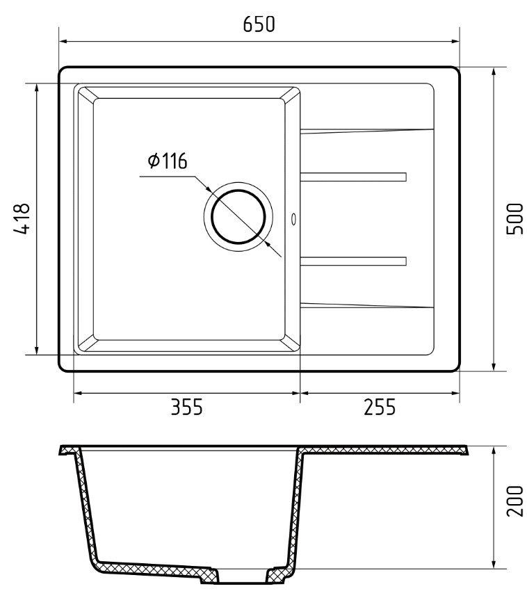 Кухонная мойка GranFest GF-Q650L (топаз) Кухонная мойка GranFest GF-Q650L (топаз)