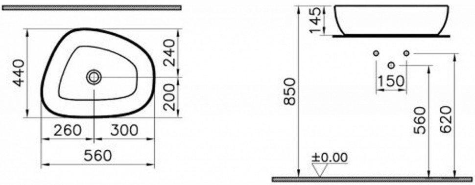 Умывальник Vitra Outline 5991B483-0016