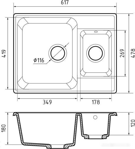 Кухонная мойка GranFest QUARZ Z-09 (темно-серый) Кухонная мойка GranFest QUARZ Z-09 (темно-серый)