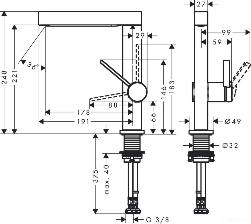 Смеситель Hansgrohe Finoris 76060670 Смеситель Hansgrohe Finoris 76060670