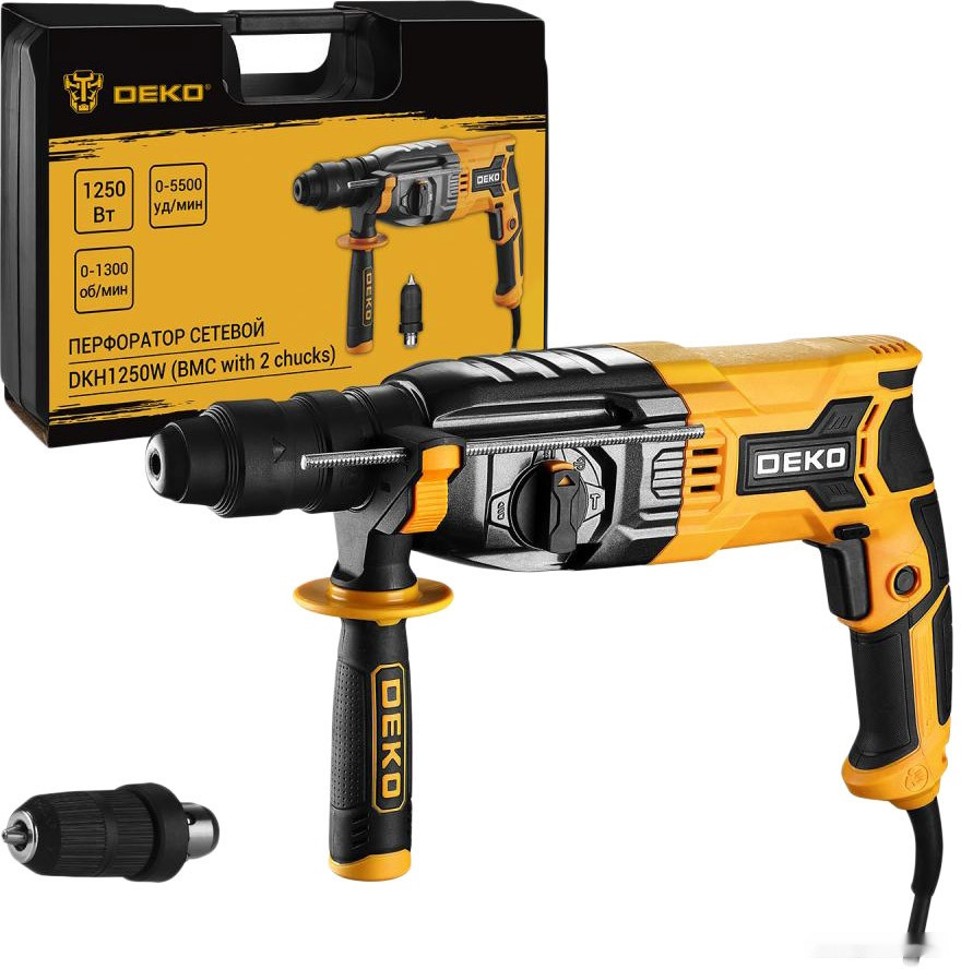 Перфоратор Deko DKH1250W 063-4366 (кейс, БЗП патрон) Перфоратор Deko DKH1250W 063-4366 (кейс, БЗП патрон)