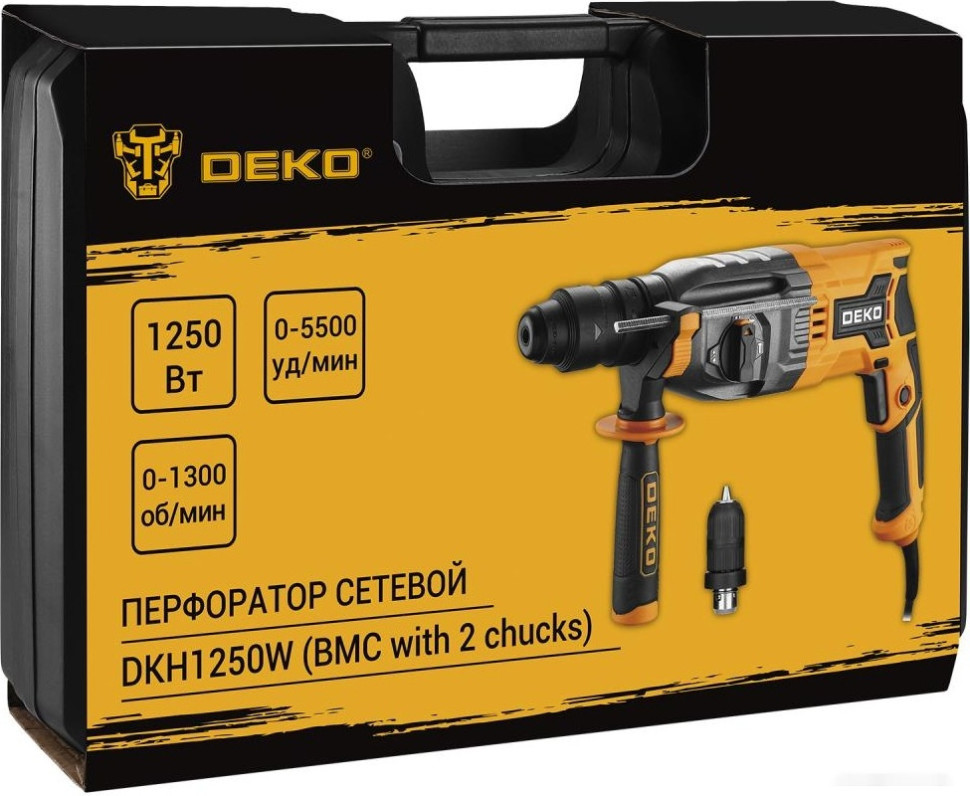 Перфоратор Deko DKH1250W 063-4366 (кейс, БЗП патрон) Перфоратор Deko DKH1250W 063-4366 (кейс, БЗП патрон)