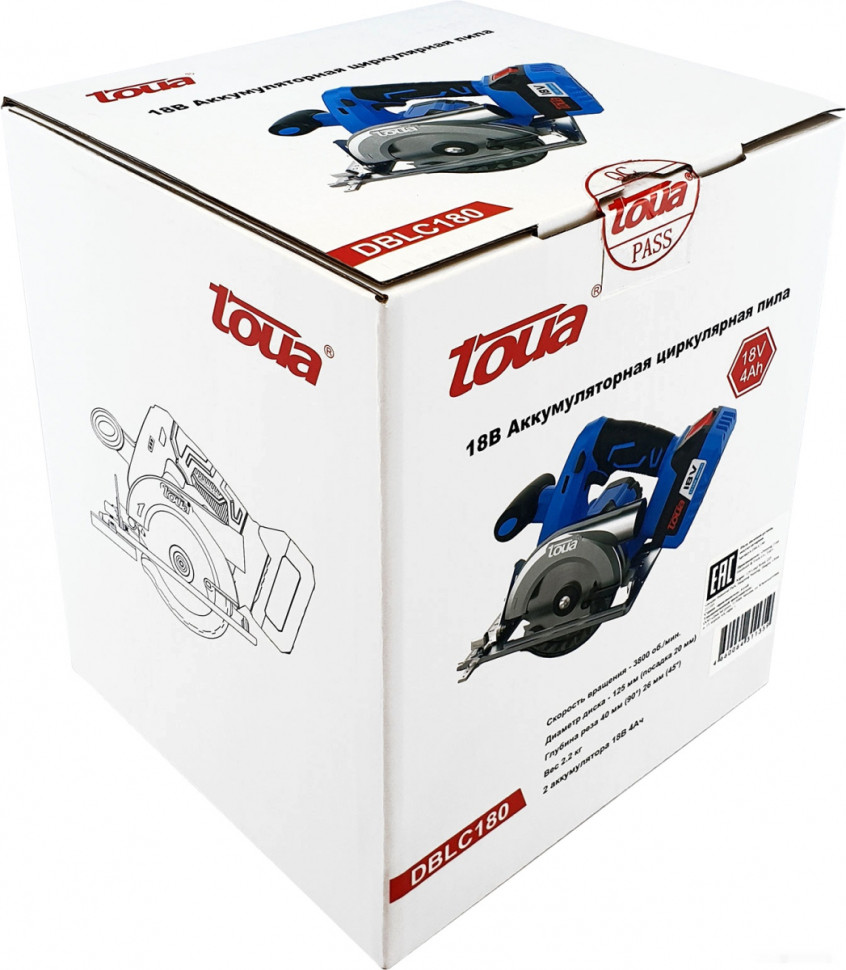 Дисковая (циркулярная) пила Toua DBLC180-1 (с 1-м АКБ)