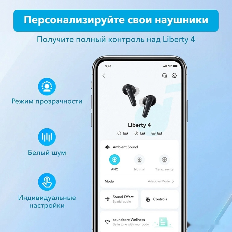 Наушники Anker SoundCore Liberty 4 (серо-голубой) Наушники Anker SoundCore Liberty 4 (серо-голубой)