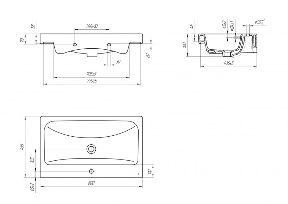 Умывальник Cersanit Moduo 80 UM-MOD80/1 Умывальник Cersanit Moduo 80 UM-MOD80/1