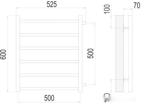 Полотенцесушитель Terminus Вега П6 500x600 50 бп (хром) Полотенцесушитель Terminus Вега П6 500x600 50 бп (хром)