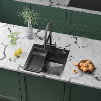 Кухонная мойка Roxen Simple 560220-50B PVD оружейная сталь (с коландером и дозатором)