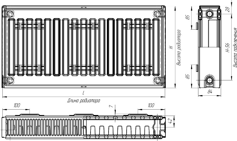 Радиатор Лидея ЛК 21-515 тип 21 500x1500 Радиатор Лидея ЛК 21-515 тип 21 500x1500