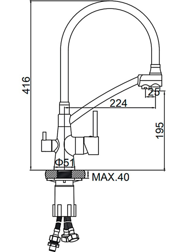 Смеситель Ledeme L4855B-2 (черный/черный)
