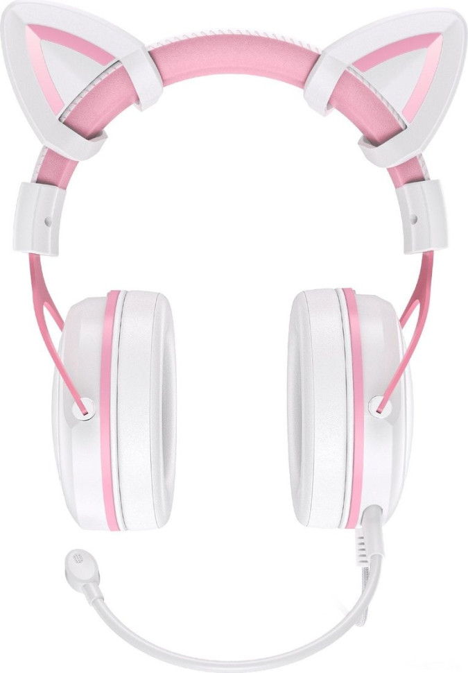 Наушники Onikuma X10 (белый/розовый, с ушками)