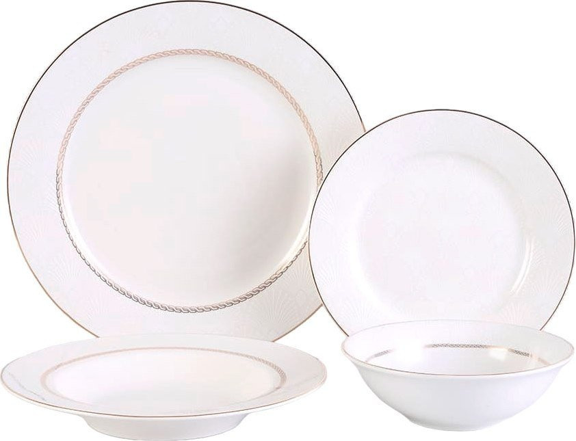 Набор обеденных тарелок Arya Ariel 8680943243164 (24шт, белый/золотистый)