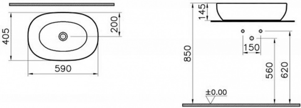 Умывальник Vitra Outline 5995B420-0016