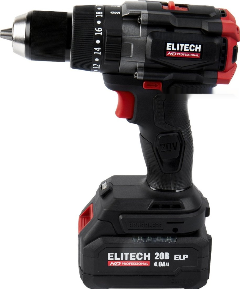 Ударная дрель-шуруповерт Elitech CD 20BL2 E2201.042.02 (с 2-мя АКБ, кейс)