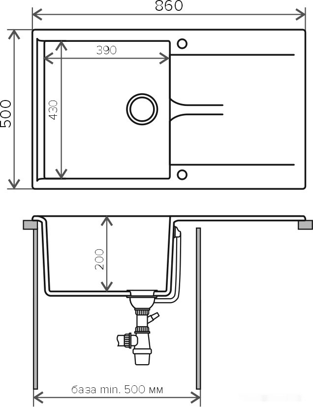 Кухонная мойка Polygran Gals-860 (черный 16) Кухонная мойка Polygran Gals-860 (черный 16)