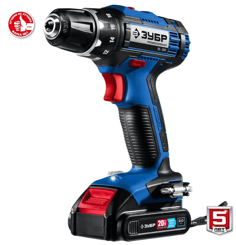 Дрель-шуруповерт ЗУБР Профессионал DL-201-22 (с 2-мя АКБ 2 Ач, кейс)