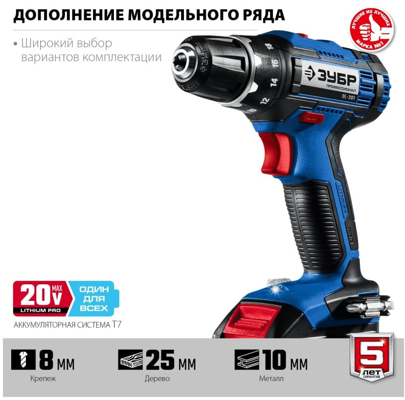 Дрель-шуруповерт ЗУБР Профессионал DL-201-22 (с 2-мя АКБ 2 Ач, кейс)