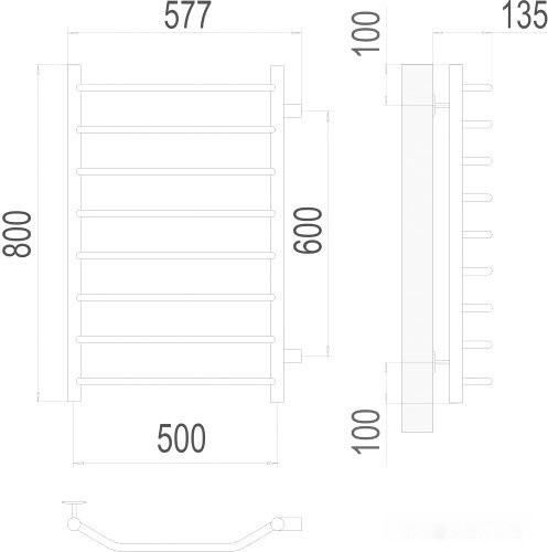 Полотенцесушитель Terminus Виктория П8 500x800 нп (хром) Полотенцесушитель Terminus Виктория П8 500x800 нп (хром)
