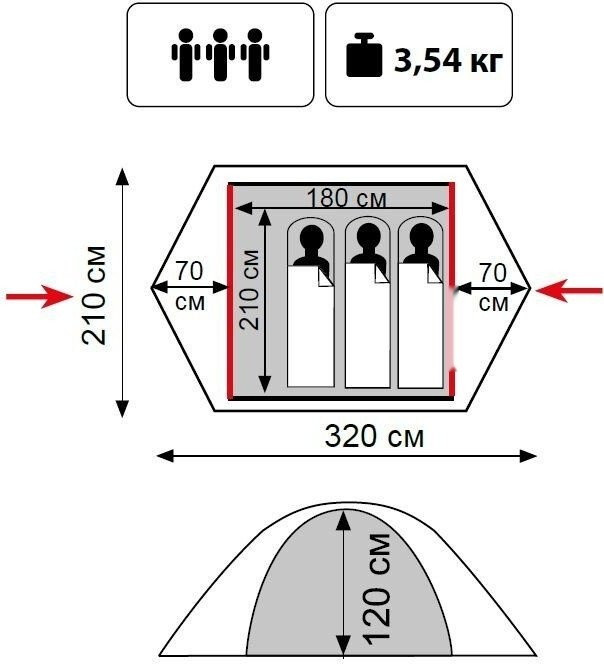 Палатка Tramp Lite Tourist 3 V2 (зеленый) Палатка Tramp Lite Tourist 3 V2 (зеленый)
