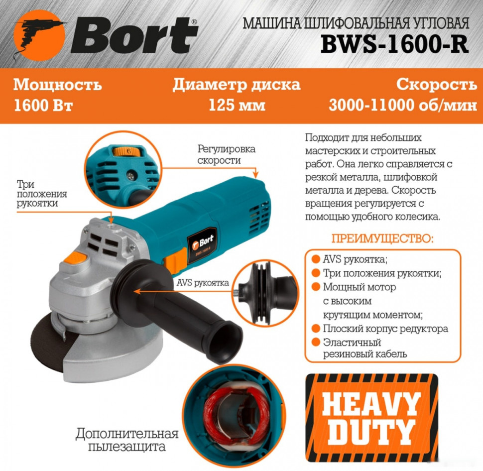 Угловая шлифмашина BORT BWS-1600-R Угловая шлифмашина BORT BWS-1600-R